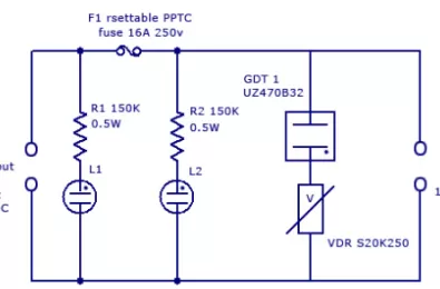 Mạch bảo vệ chiếu sáng/ chống sét sử dụng ống xả khí (GDT)